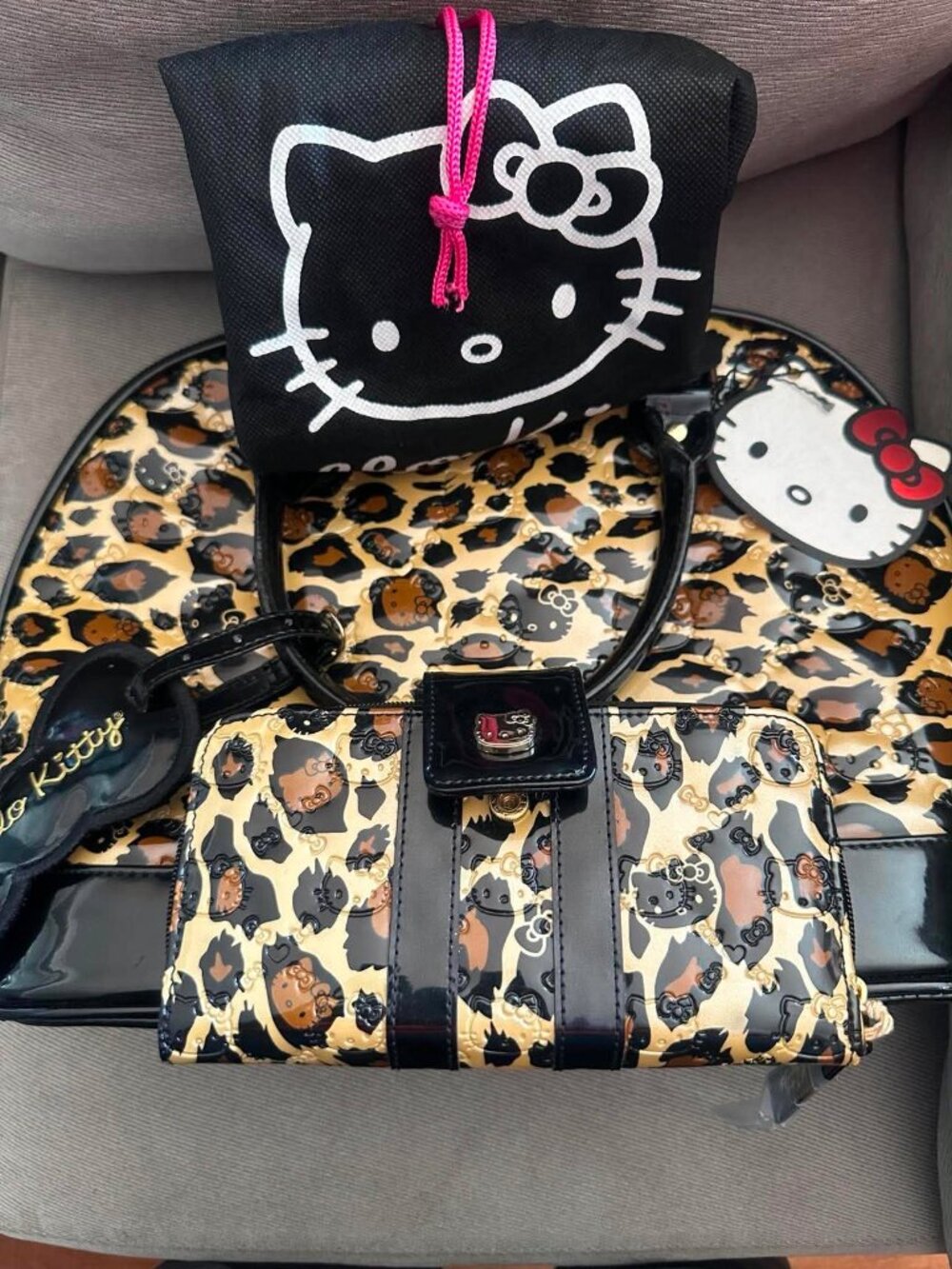 Loungefly Hello Kitty Leopard Patent Satchel Wallet Set Dust Bag *NWT*